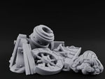Wheel-Snapped Barrel-Toppled Destroyed Mortar Cart Ruins turntable