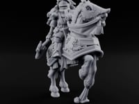 Spear Lowered Bear Helmed Human Knight on Horseback turntable