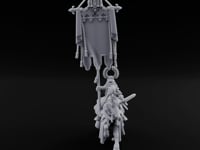 Fleur-de-Lis Tasselled Banner Aloft Human Standard Bearer on Horseback turntable