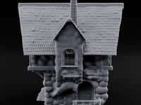 Thatched-Roof Cobblestone-Walled Village Cottage turntable