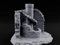 Stair-Wrapped Debris-Scattered Round Tower Ruins turntable