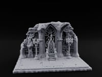 Candelabra-Flanked Filigree-Gated Gothic Cathedral Doorway Ruins turntable