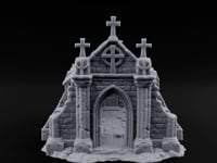 Cross-Crowned Celtic-Windowed Mausoleum Facade Ruins turntable
