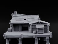 Stilted-Dock Chimney-Vented Waterfront Smokehouse turntable