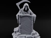 Scythe-Bearing Shroud-Draped Grim Reaper Gravestone turntable