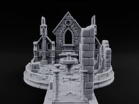 Filigree-Windowed Courtyard-Centered Gothic Chapel Courtyard Ruins turntable