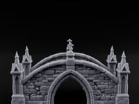 Cross-Pinnacled Spire-Flanked Gothic Stone Bridge turntable