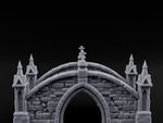 Cross-Pinnacled Spire-Flanked Gothic Stone Bridge turntable