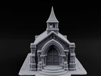 Spire-Capped Arch-Doored Gothic Stone Chapel turntable