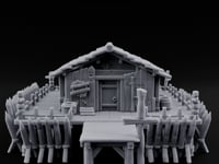 Palisade-Ringed Plank-Decked Frontier Supply Store turntable
