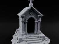 Cross-Crowned Arch-Columned Cemetery Mausoleum turntable