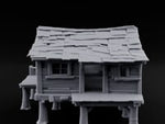 Shingle-Sagging Porch-Fronted Stilt Workers Hut turntable