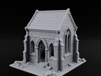 Cracked-Wall Slate-Roofed Gothic Stone Chapel turntable