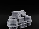 Rope-Lashed Haphazard-Stacked Barrel and Crate Set turntable