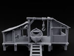 Hook-Hung Rowboat-Cradling Waterfront Boathouse Workshop turntable