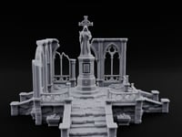 Cross-Bearing Gothic-Framed Cleric Monument Plaza turntable