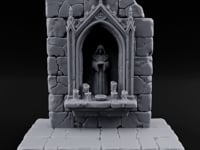 Candle-Ringed Gothic-Niched Hooded Saint Shrine turntable