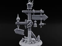 Bell-Hung Skull-Spiked Waymarker Signpost turntable