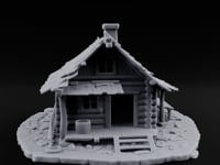 Chimney-Crowned Porch-Sagging Frontier Log Cabin turntable