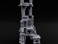 Scaffold-Wrapped Spire-Cleaved Gothic Tower Ruins turntable