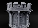 Gargoyle-Perched Battlement-Crowned Gothic Round Tower Ruins turntable