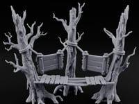 Plank-Bridged Rope-Lashed Dead Tree Bench Set turntable