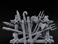 Rope-Crossed Axe-Bristling Tribal Weapon Stand turntable
