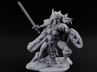 Sword Raised Shield Braced Human Barbarian turntable