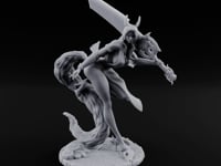 Greatsword Lunging Cloak Billowing Elf Warrior turntable