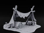 Tattered-Canvas Bedroll-Strewn Adventurer's Lean-To Camp turntable