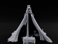 Rope-Knotted Firewood-Stocked Wilderness Tent Camp turntable