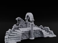Arch-Spanned Skeleton-Flanked Ruined Gatehouse Stairs turntable