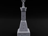 Glyph-Paneled Figure-Crowned Offering Bowl Pedestal Column turntable