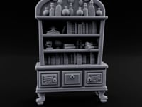 Potion-Crowned Scroll-Stuffed Wizard's Apothecary Bookcase turntable