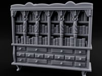 Figure-Columned Drawer-Banked Noble Library Bookcase Cabinet turntable