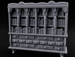 Figure-Columned Drawer-Banked Noble Library Bookcase Cabinet turntable