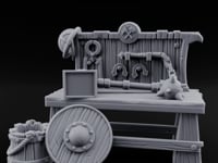 Flail-Hung Horseshoe-Pegged Blacksmith Market Stall Counter turntable