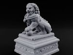 Curl-Maned Orb-Pinned Guardian Foo Lion Statue turntable