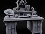 Globe-Rested Scroll-Laden Scholar's Study Desk turntable