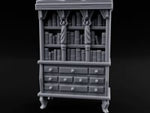Curtain-Draped Figure-Posted Noble Library Bookcase Cabinet turntable