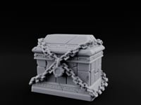 Chain-Crossed Rune-Banded Stone Treasure Chest turntable