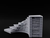Glyph-Etched Curve-Edged Stone Staircase Section turntable