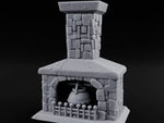 Cauldron-Hung Grate-Fronted Stone Hearth Fireplace turntable