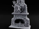 Antler-Mounted Flame-Grated Hunter's Lodge Stone Fireplace turntable