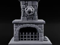 Boar-Mounted Grate-Barred Stone Hearth Fireplace turntable