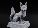 Pipe-Clenched Scroll-Sashed Kitsune Fox Guardian Statue turntable