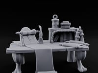 Quill-Stood Scroll-Draped Scholar's Writing Desk turntable