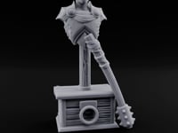 Mace-Leaned Pauldron-Plated Knight Training Shield Dummy turntable