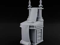 Twin-Candled Scroll-Draped Temple Lectern Desk turntable