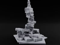 Flame-Topped Scroll-Heaped Scholar's Book Pile turntable